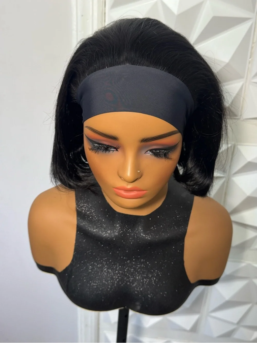 10 Inch Short Bob Headband Wig – 100% Human Hair Glueless Wig for Everyday Wear